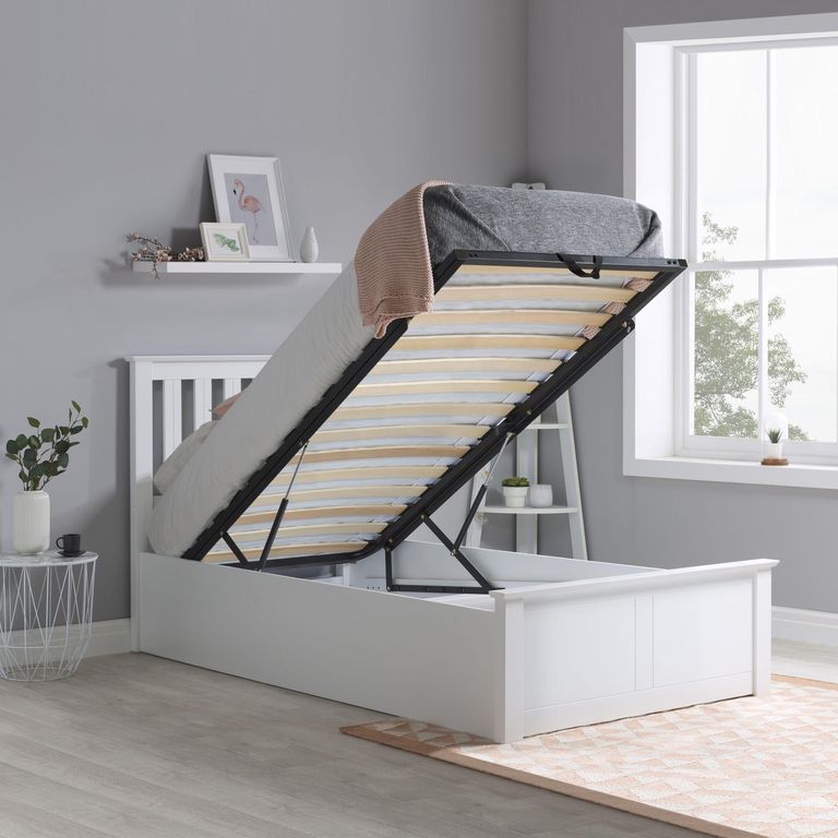 Phoenix Ottoman Storage Bed - White Wood - Sizes Available