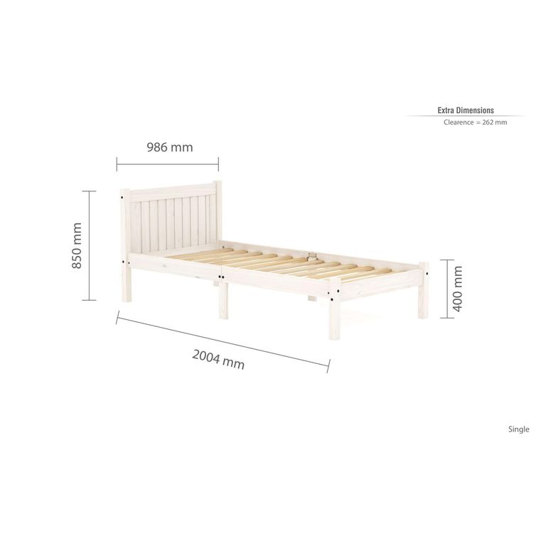 Rio Bed - White Washed Wood - Sizes Available