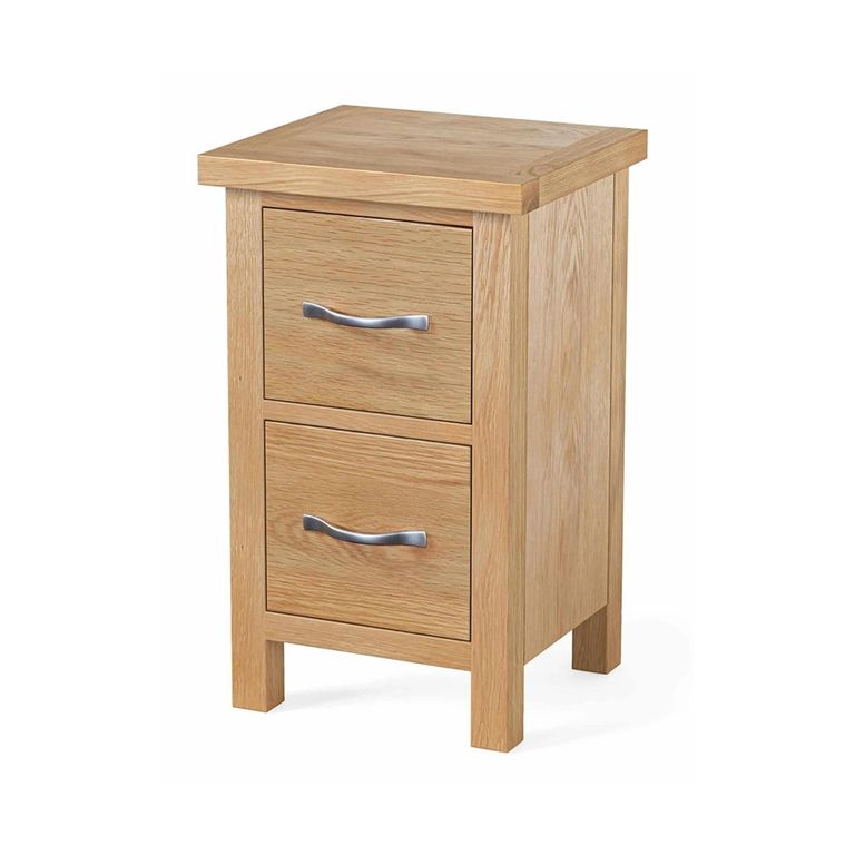 New Trinity Narrow Bedside Cabinet - 2 Drawer - Natural Oak