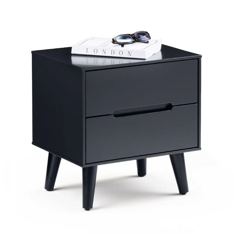 Alicia Black Bedside Cabinet - 2 Drawer