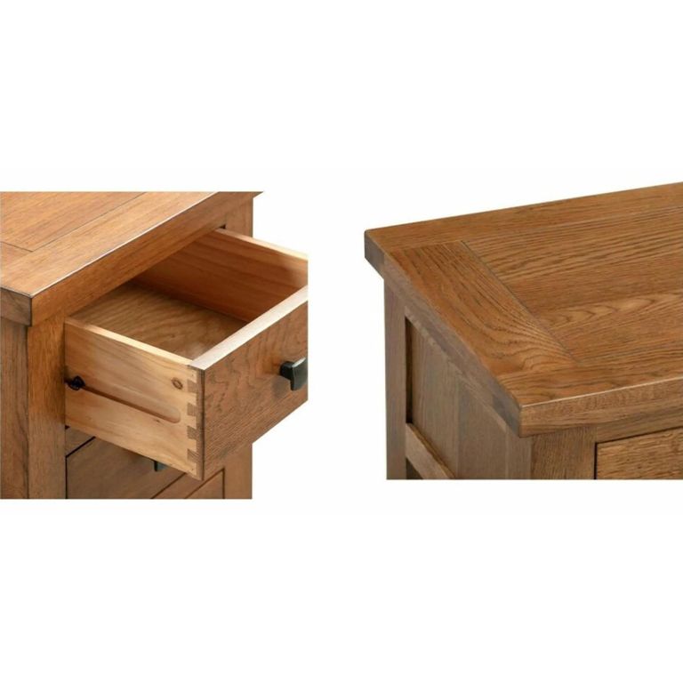Original Bedside Cabinet - 3 Drawer Compact - Rustic Oak