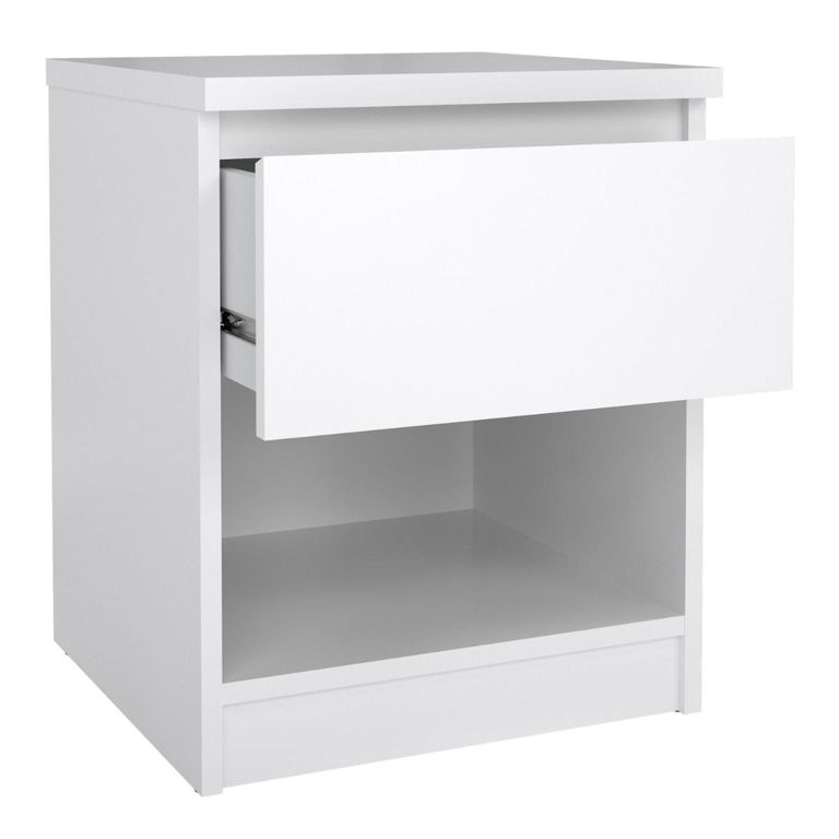 Naia Bedside Cabinet - 1 Drawer - White Gloss