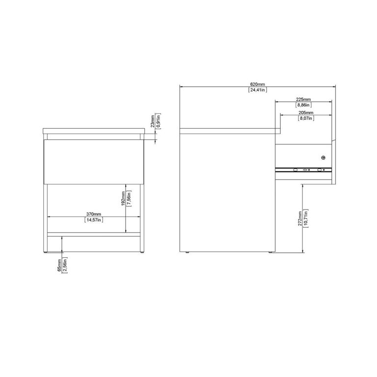 Naia Bedside Cabinet - 1 Drawer - White Gloss