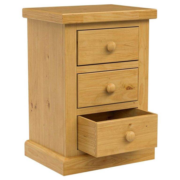 Churchill Bedside Cabinet - 3 Drawer - Kids - Waxed Pine