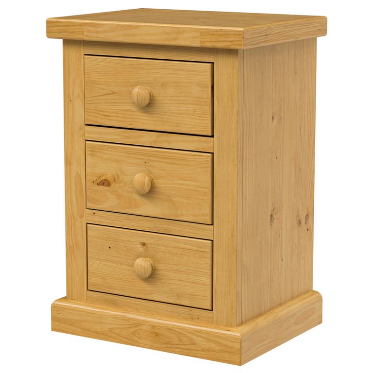 Churchill Bedside Cabinet - 3 Drawer - Kids - Waxed Pine