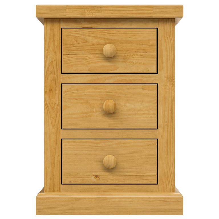 Churchill Bedside Cabinet - 3 Drawer - Waxed Pine