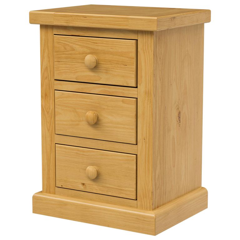 Churchill Bedside Cabinet - 3 Drawer - Waxed Pine