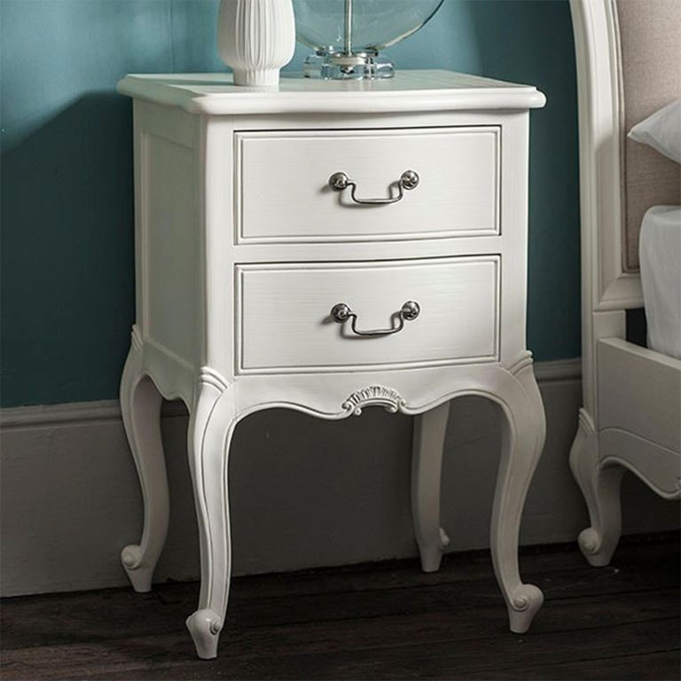 Clearance - Chic Bedside Cabinet - 2 Drawer - Vanilla White - FS362