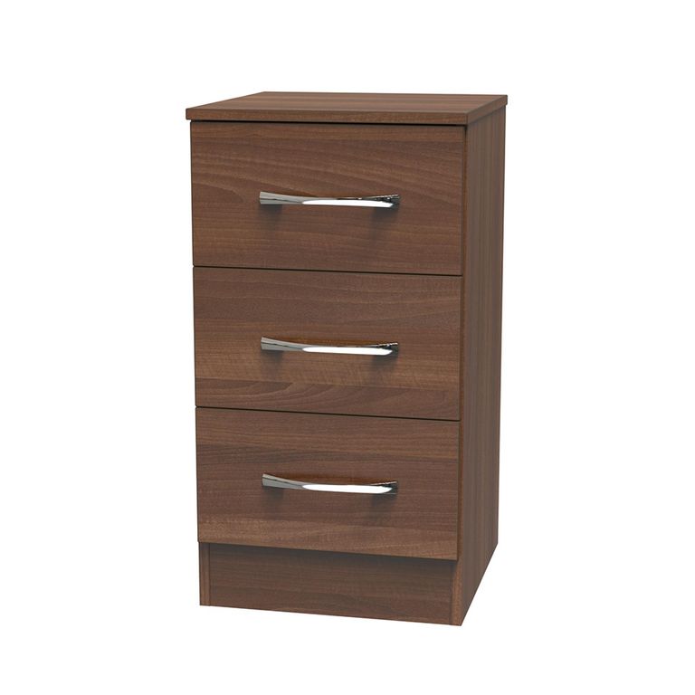 Avon Bedside Cabinet - 3 Drawer - Walnut