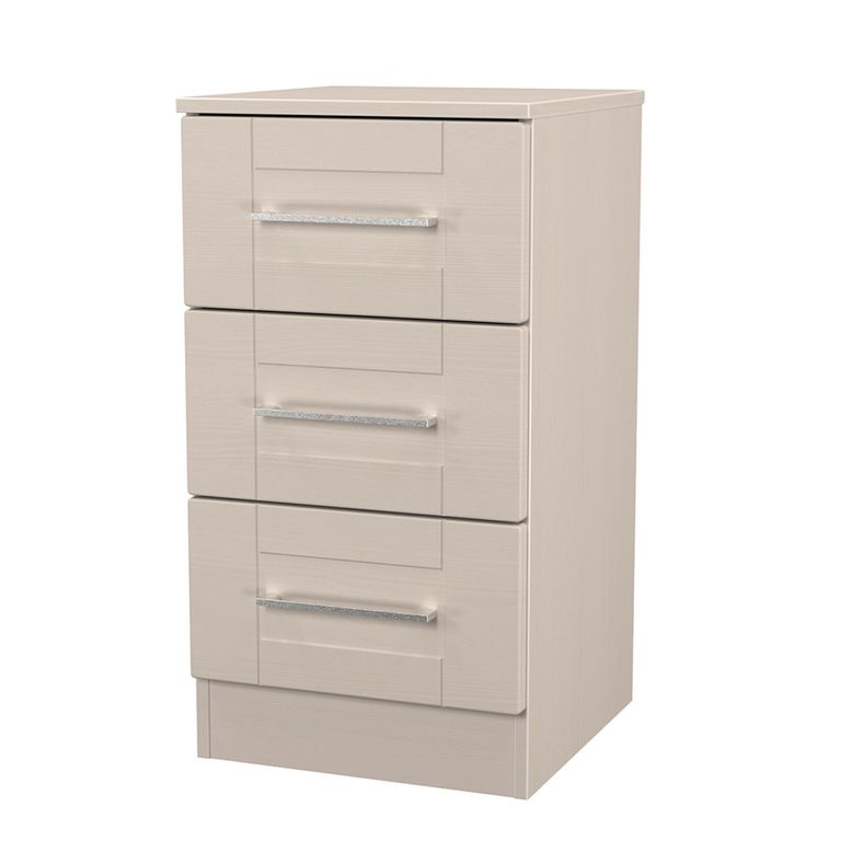 York Bedside Cabinet - 3 Drawer - Cashmere