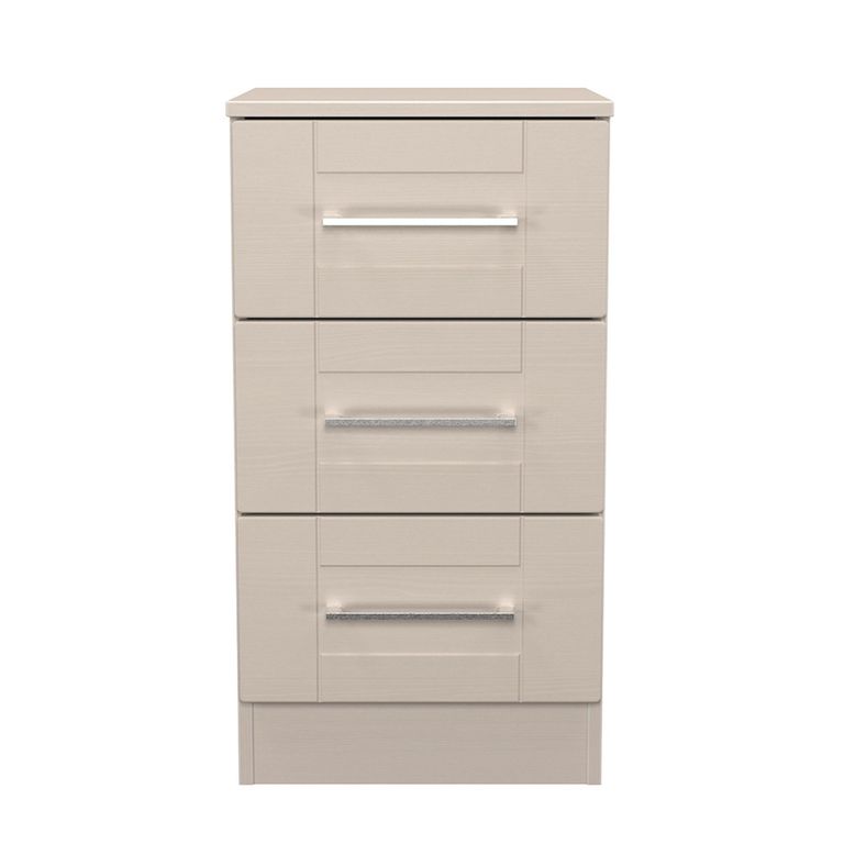 York Bedside Cabinet - 3 Drawer - Cashmere