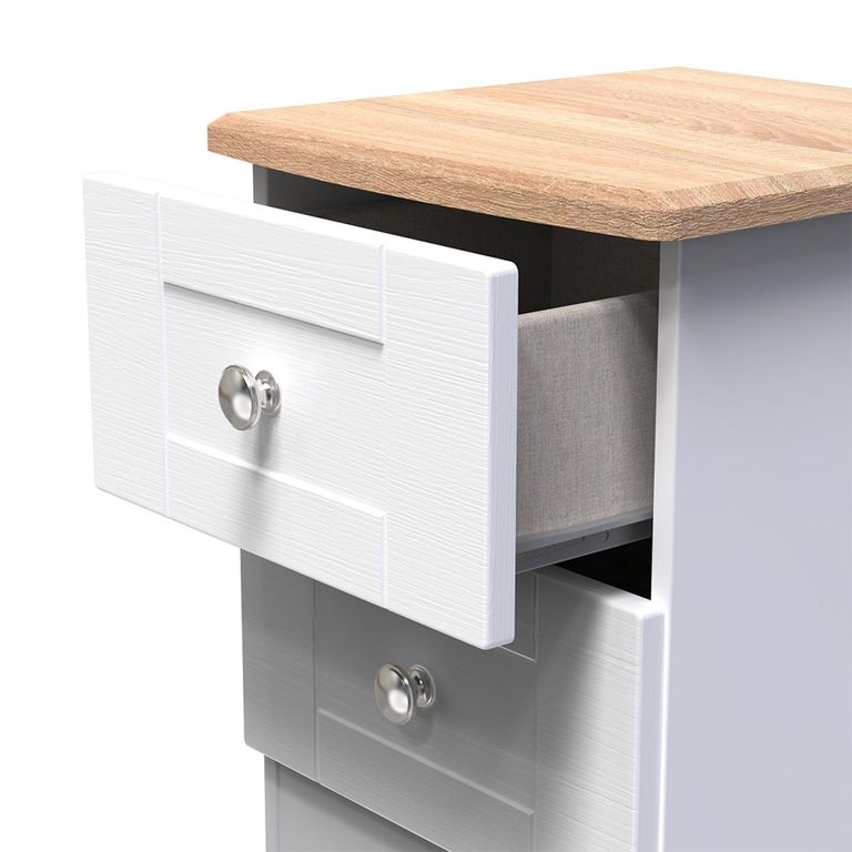 Sussex Bedside Cabinet - 2 Drawer - White and Oak