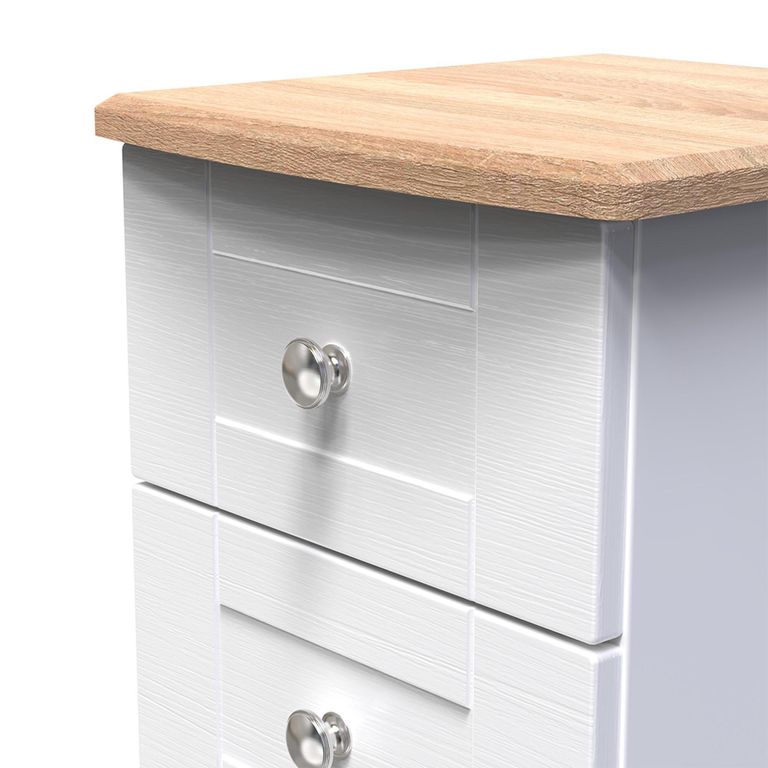 Sussex Bedside Cabinet - 2 Drawer - White and Oak