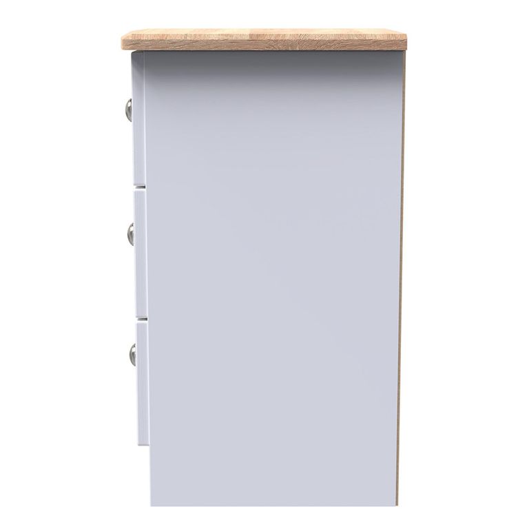 Sussex Bedside Cabinet - 3 Drawer - White and Oak