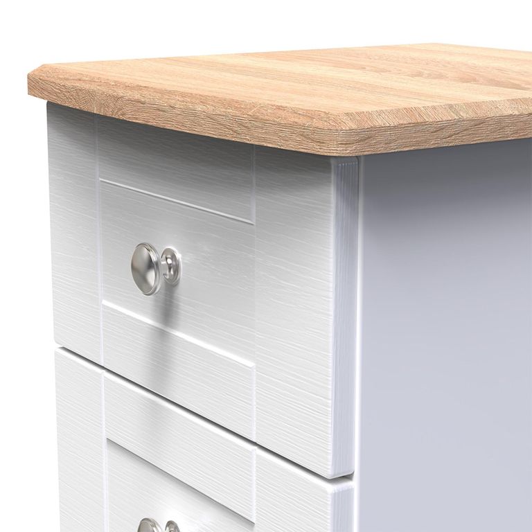 Sussex Bedside Cabinet - 3 Drawer - White and Oak