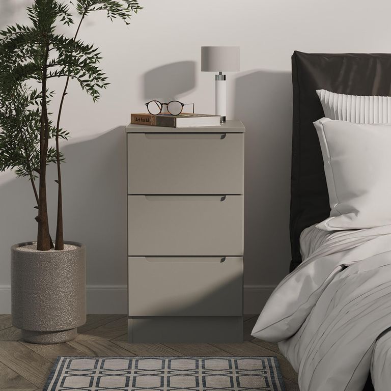 Milan Bedside Cabinet - 3 Drawer - Grey