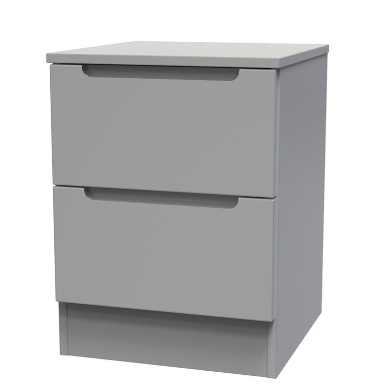 Milan Bedside Cabinet - 2 Drawer - Grey
