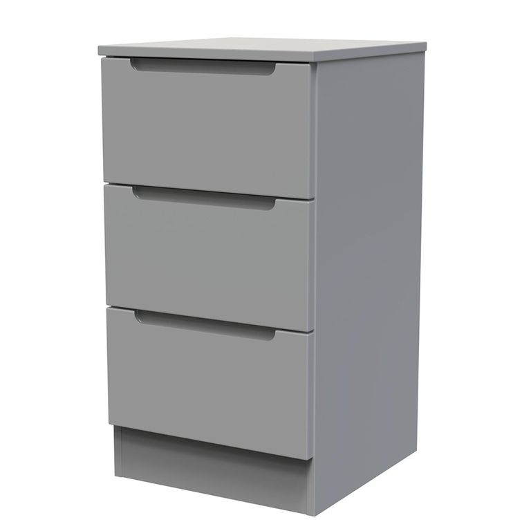 Milan Bedside Cabinet - 3 Drawer - Grey