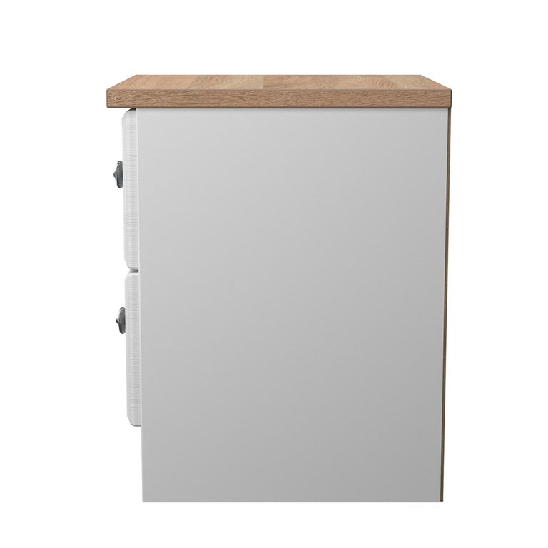 Norfolk Bedside Cabinet - 2 Drawer - White and Oak