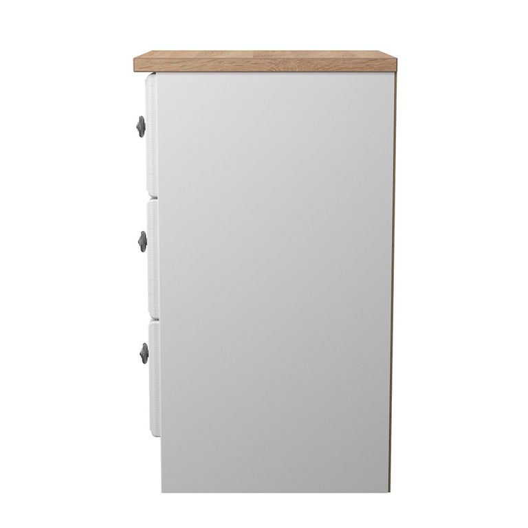 Norfolk Bedside Cabinet - 3 Drawer - White and Oak