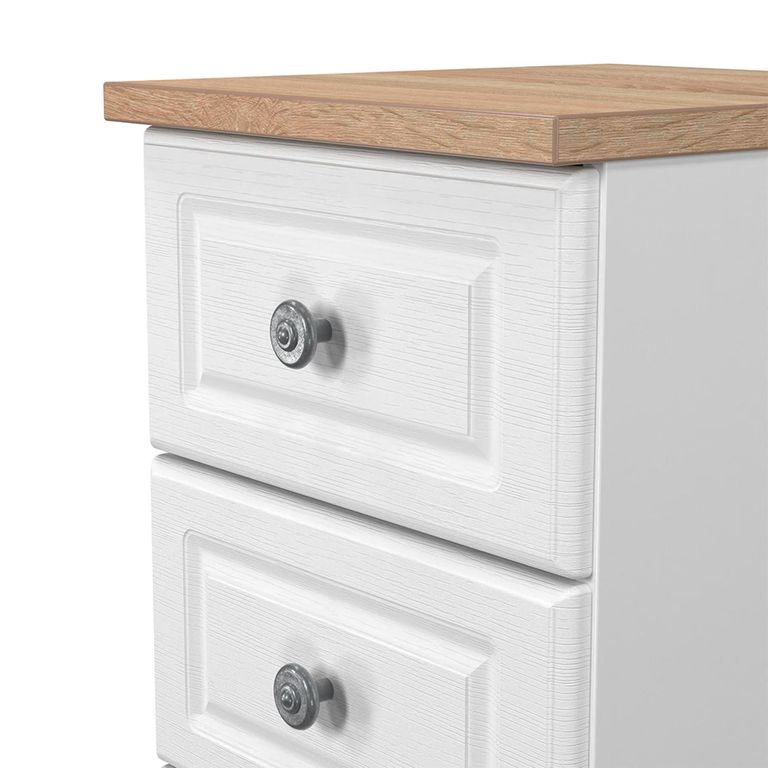 Norfolk Bedside Cabinet - 3 Drawer - White and Oak