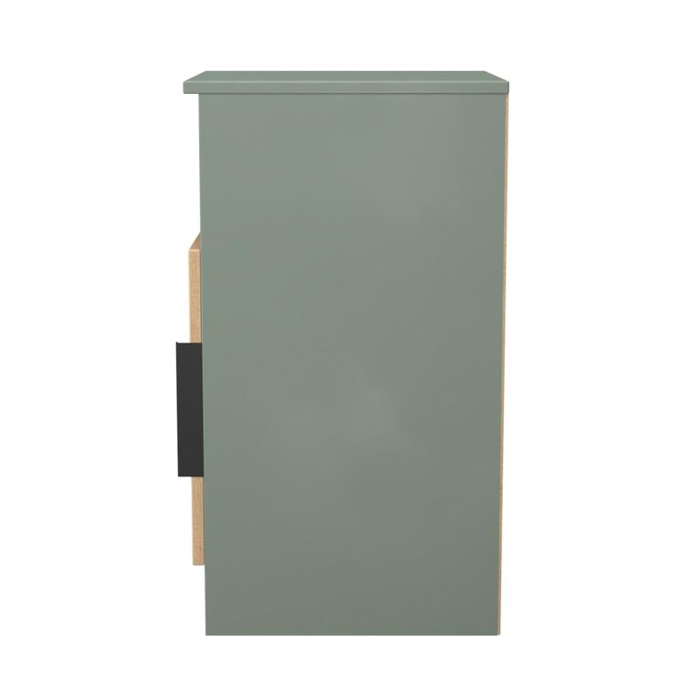 Java Fluted Bedside Cabinet - 1 Door - Natural and Reed Green