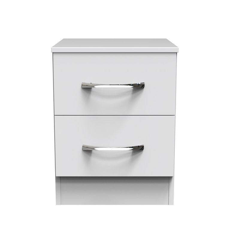 Avon Bedside Cabinet - 2 Drawer - White