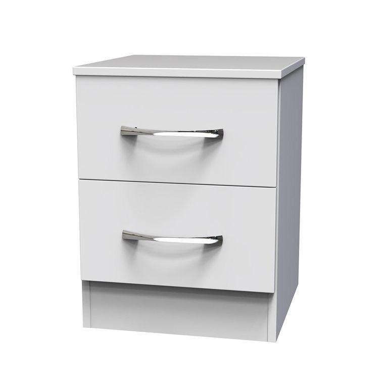 Avon Bedside Cabinet - 2 Drawer - White