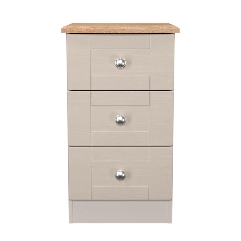 Sussex Bedside Cabinet - 3 Drawer - Cashmere and Oak