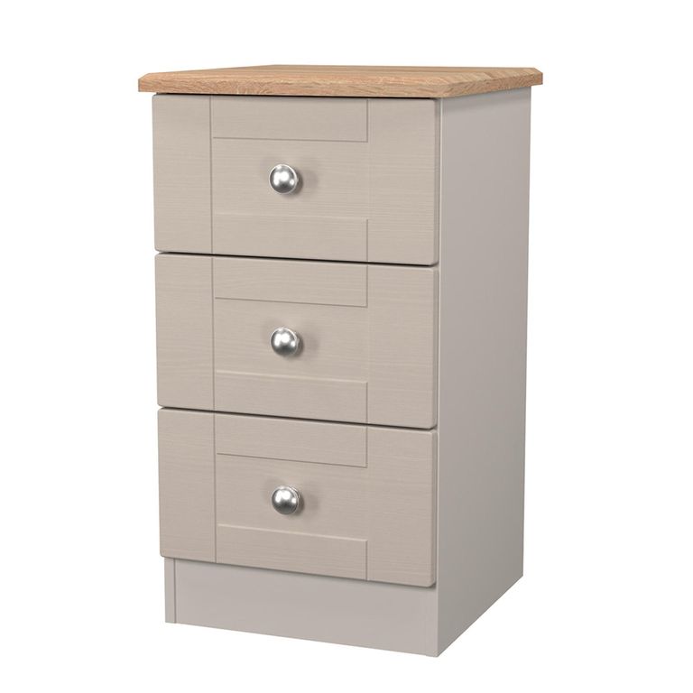 Sussex Bedside Cabinet - 3 Drawer - Cashmere and Oak
