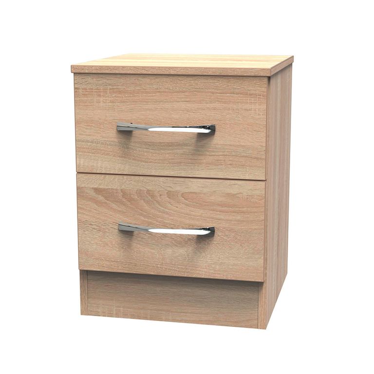 Avon Bedside Cabinet - 2 Drawer - Oak