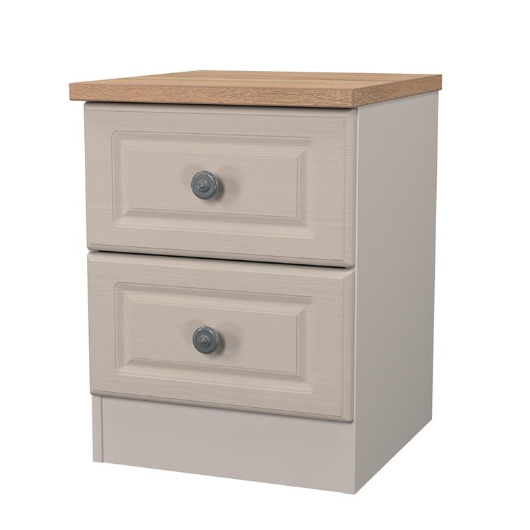 Norfolk Bedside Cabinet - 2 Drawer - Cashmere and Oak