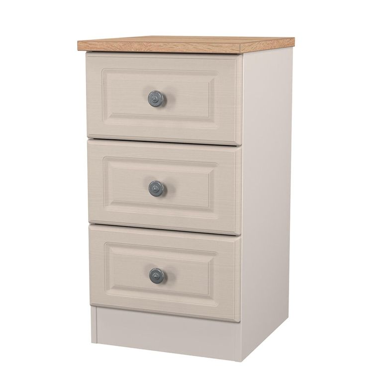 Norfolk Bedside Cabinet - 3 Drawer - Cashmere and Oak