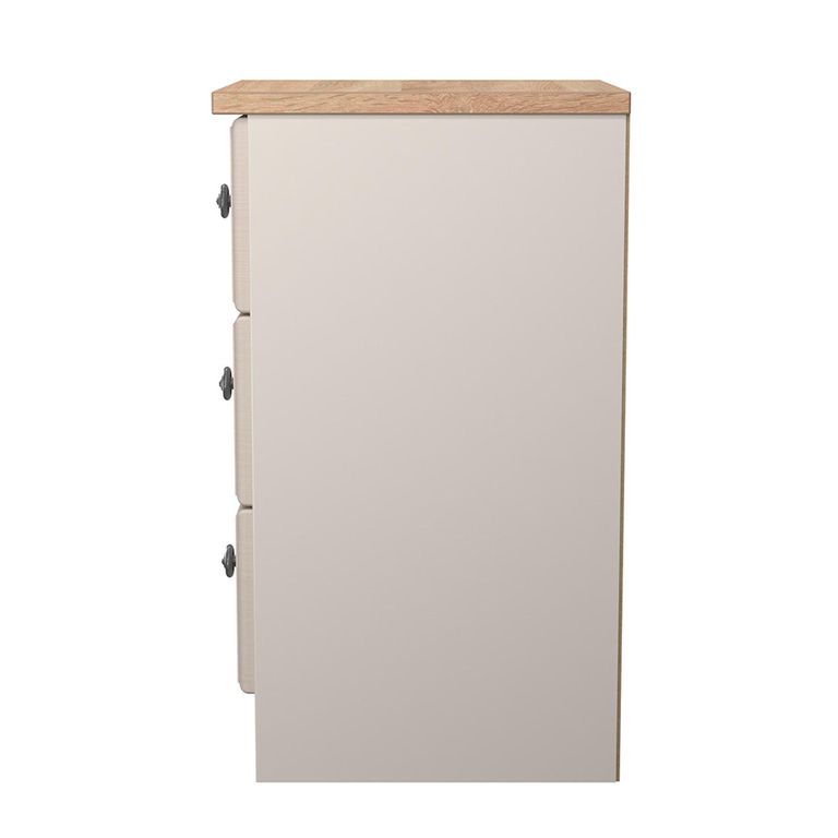Norfolk Bedside Cabinet - 3 Drawer - Cashmere and Oak