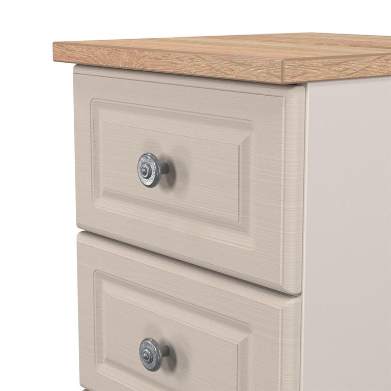 Norfolk Bedside Cabinet - 3 Drawer - Cashmere and Oak