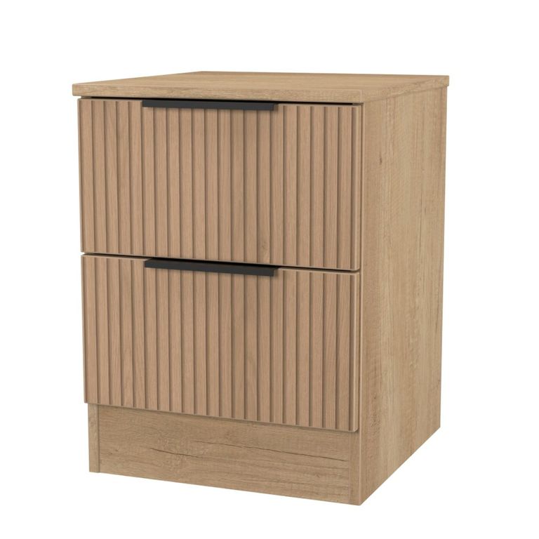 Java Fluted Bedside Cabinet - 2 Drawer - Natural and Nebraska