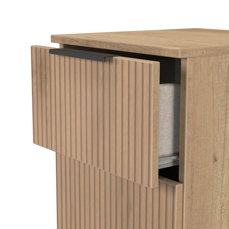 Java Fluted Bedside Cabinet - 3 Drawer - Natural and Nebraska