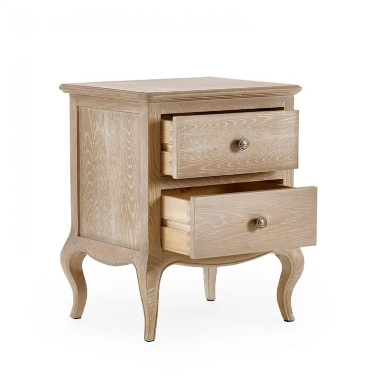 Clearance - Camille Bedside Cabinet - 2 Drawer - French Style - Oak - FSS17291