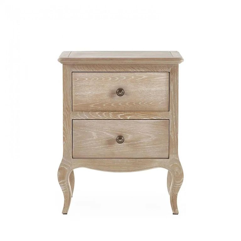 Clearance - Camille Bedside Cabinet - 2 Drawer - French Style - Oak - FSS17291