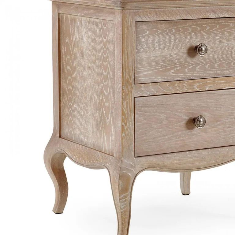 Clearance - Camille Bedside Cabinet - 2 Drawer - French Style - Oak - FSS17291