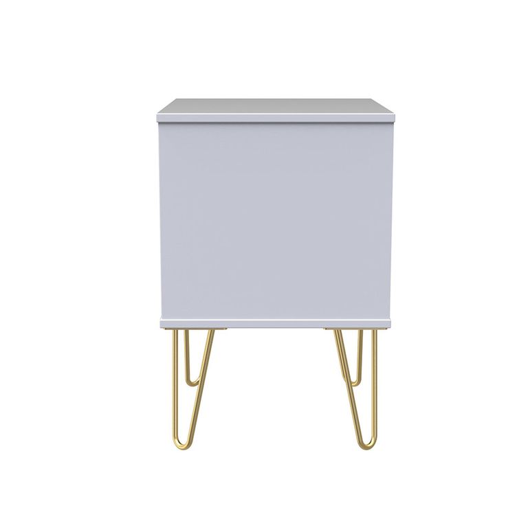 Diamond Bedside Cabinet - 2 Drawer - with Gold Hairpin Legs - Pink and White