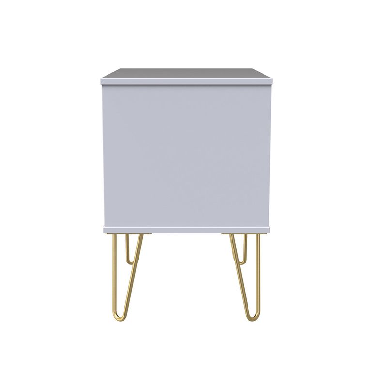 Diamond Midi Bedside Cabinet - 2 Drawer - with Gold Hairpin Legs - Pink and White