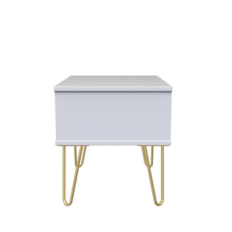 Diamond Midi Bedside Table - 1 Drawer - with Gold Hairpin Legs - Pink and White