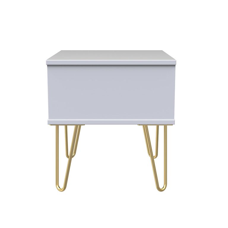 Diamond Bedside Table - 1 Drawer - with Gold Hairpin Legs - Black and White