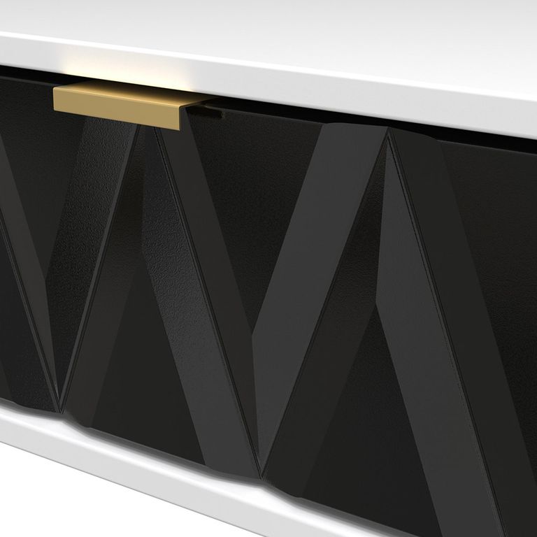 Diamond Bedside Table - 1 Drawer - with Gold Hairpin Legs - Black and White