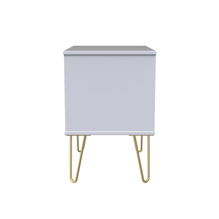 Diamond Midi Bedside Cabinet - 2 Drawer - with Gold Hairpin Legs - Black and White
