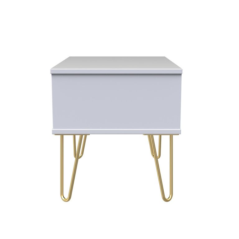 Diamond Midi Bedside Table - 1 Drawer - with Gold Hairpin Legs - Black and White