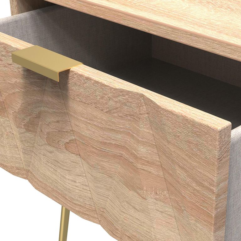 Diamond Bedside Table - 1 Drawer - with Gold Hairpin Legs - Oak