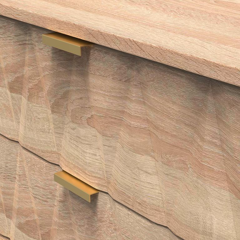 Diamond Midi Bedside Cabinet - 2 Drawer - with Gold Hairpin Legs - Oak