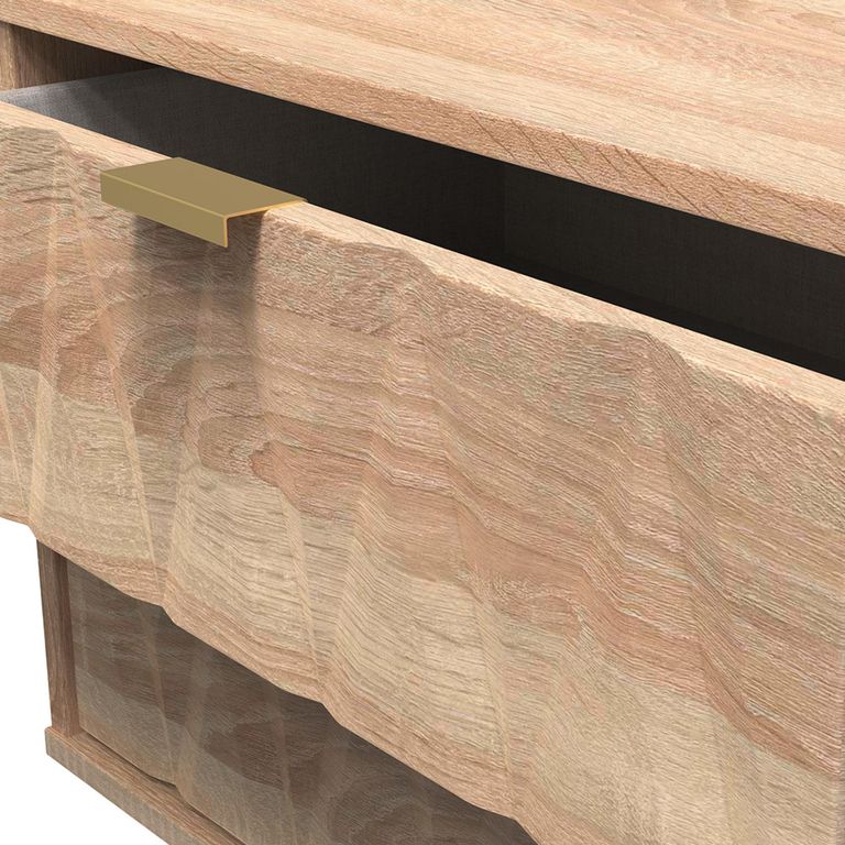 Diamond Midi Bedside Cabinet - 2 Drawer - with Gold Hairpin Legs - Oak